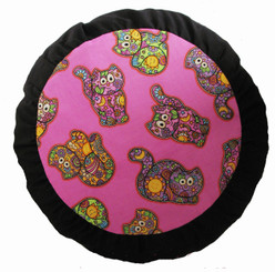 Boon Decor Meditation Cushion Zafu - Celestial Garden Cats Collection - Pink/Black