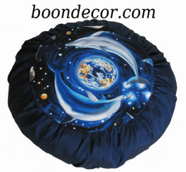 Boon Decor Zafu Meditation Cushion For Children - Cotton Print Dolphin Universe