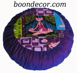 Boon Decor Meditation Cushion Zafu For Children - Cotton Print Pink Panther I - Purple
