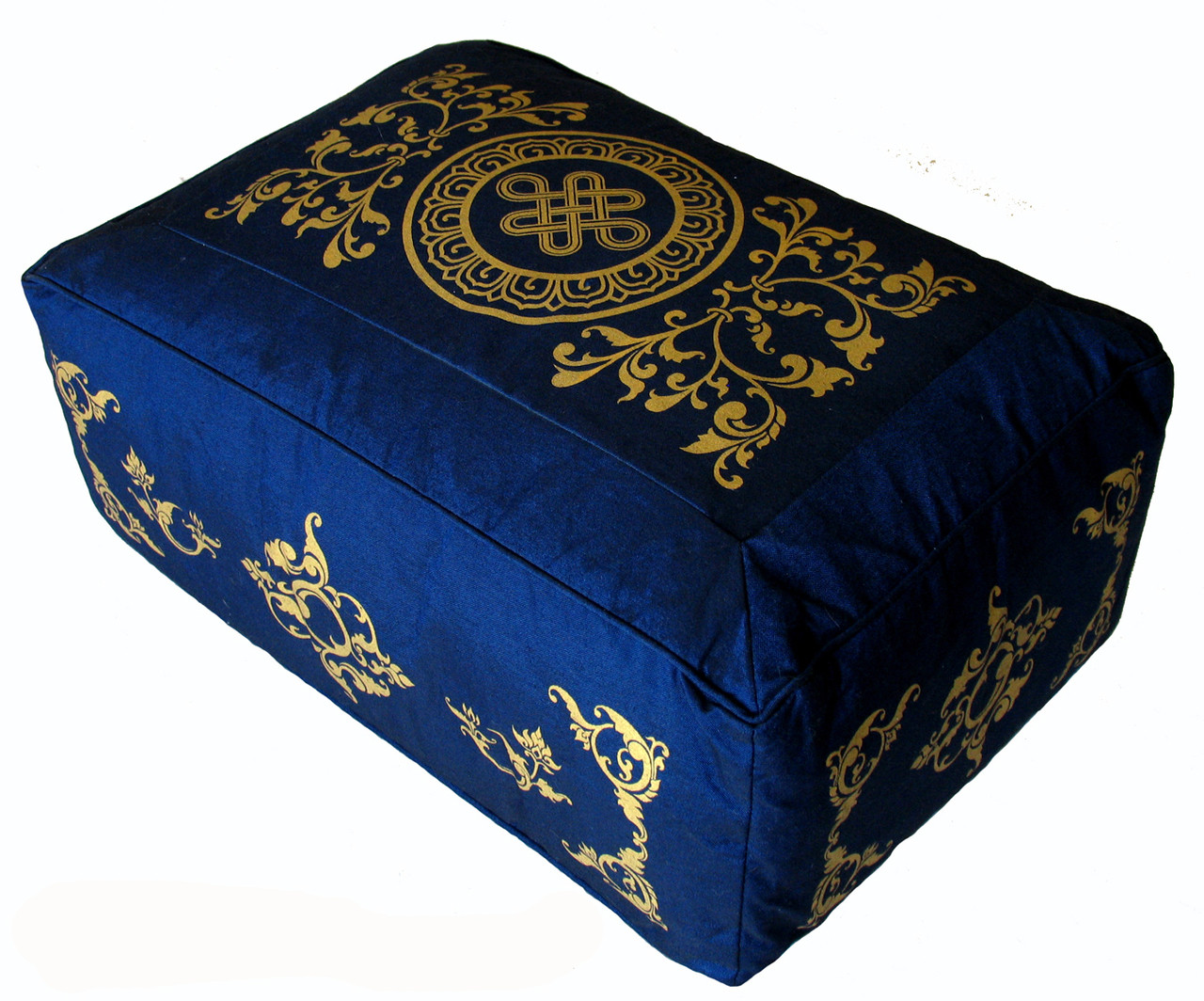 Meditation Cushion Rectangular Zafu Pillow "Longevity" Celestial Vine
