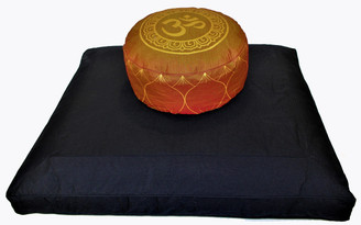 Boon Decor Black Zabuton Meditation Cushion Set - Om Buckwheat Kapok Fill Zafu SEE SYMBOLS