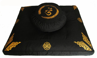 Boon Decor Meditation Cushion Buckwheat Zafu and Zabuton Set - Black - SEE SYMBOL CHOICES