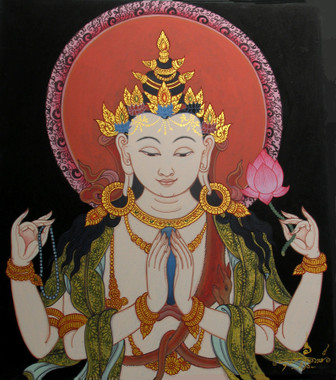 Boon Decor Avalokiteshvara Original Painting - a Bodhisattava 14 x 16