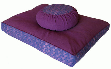 Boon Decor Zabuton Meditation Floor Cushion - Pre-washed Cotton Wood-block Prints Purple