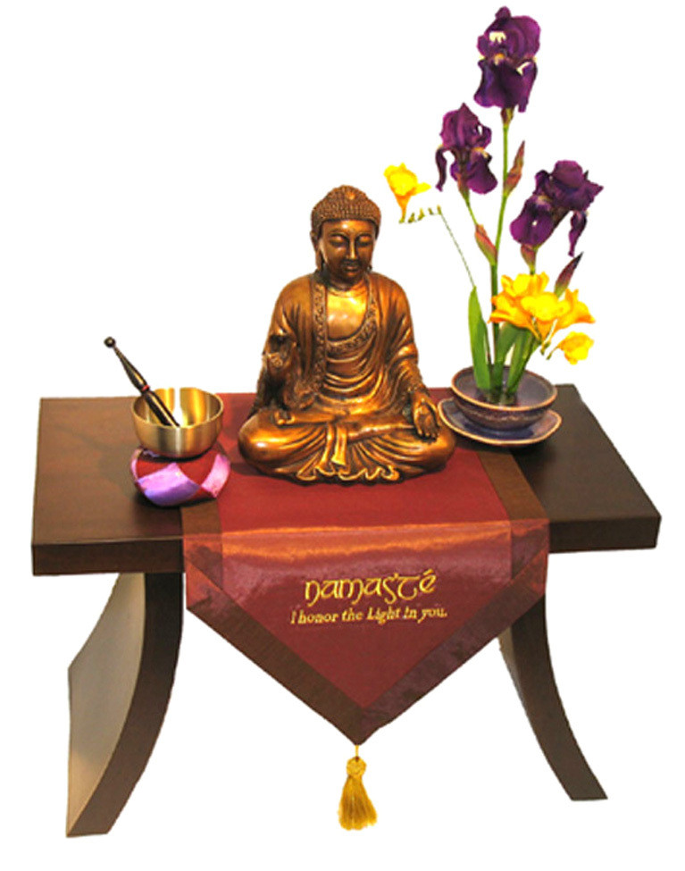 Zen Altar Or Accent Table: Wood Veneer Walnut Finish - Boon Decor