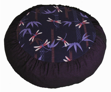 Boon Decor Meditation Cushion - Limited Edition Zafu Dragonflies in Purple Bamboo Forest