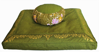 Boon Decor Meditation Cushion Set Japanese Silk Zafu Celestial Vine Zabuton Olive Green SEE CHOICES