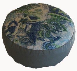 Boon Decor Meditation Cushion Combo Fill Zafu - Limited Edition "Dragons of the Far East" - Light Blue 