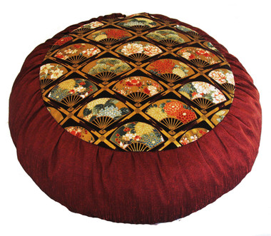 Boon Decor Meditation Cushion - Limited Edition Zafu - Fans of the Imperial Garden - Copper/Brown