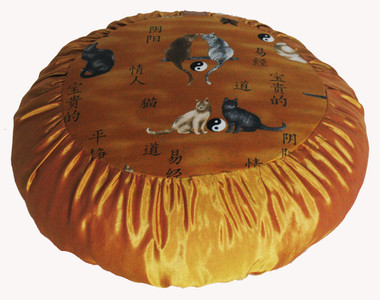 Boon Decor Meditation Cushion - Rare Find Fabric Limited Edition Zafu Yin and Yang Cats Gold
