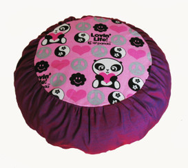 Boon Decor Children Meditation Cushion Pillow Cotton Print Pandas - Iridescent Magenta