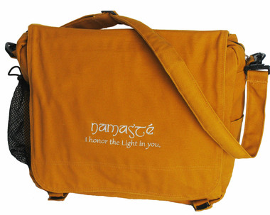 Yoga/Gym/Meditation/Messenger Bag - Cotton Canvas Namaste Mustard