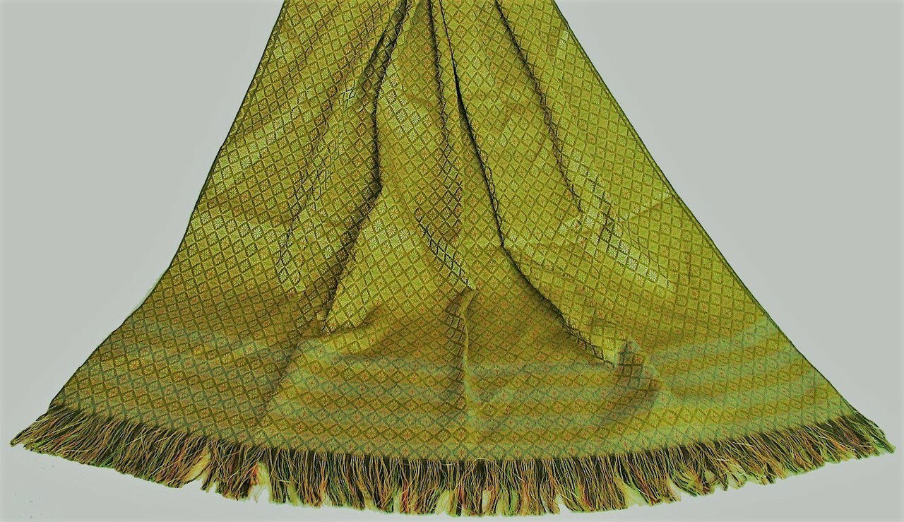 Meditation Shawl - Silk Blend Brocade - Golden/Chartreuse 40x 72