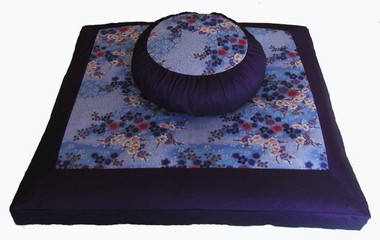 Boon Decor Meditation Cushion Zafu and Zabuton Set - Sakura Blossoms Purple