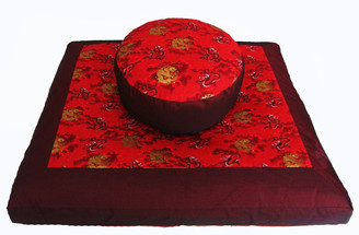 Boon Decor Meditation Cushion Zabuton and Combination Zafu Set - Golden Dragons Memories of China