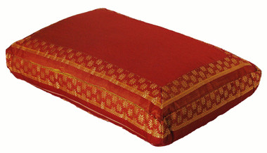 Boon Decor Meditation Cushion - One of a Kind Low Rise Sitting Zafu - Brocade Saffron SEE PATERNS