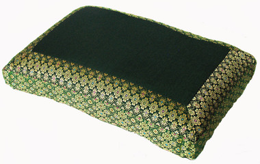 Boon Decor Meditation Pillow - Low Rise Sitting Cushion - Green Jewel Brocade