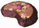 Boon Decor Meditation Cushion Crescent Zafu Pillow Japanese Kimono Silk Floral Chocolate Brown
