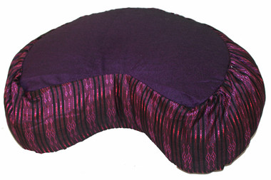 Boon Decor Meditation Cushion Crescent Buckwheat Zafu Pillow - Global Weave - Purple