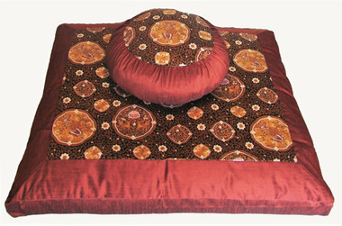 Boon Decor Meditation Cushion Japanese Zafu Zabuton Set Butterflies in the Orient Copper/Brown