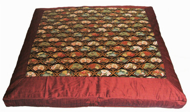 Boon Decor Meditation Cushion Zabuton Floor Mat Fans of the Imperial Garden Copper/Brown