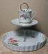 Boon Decor 2 Tier Cake Stand - Vintage Plates - One of a kind "English Roses" 