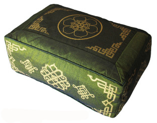 Meditation Cushion Zafu Pillow Buckwheat Fill Silkscreen "8 Auspicious Symbols" 