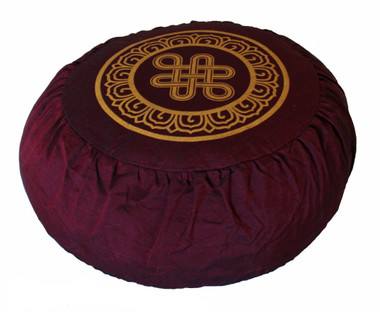 Boon Decor Meditation Cushion Round and Crescent Zafu Pillow - Burgundy SEE SYMBOLS