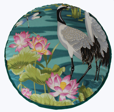 Boon Decor Meditation Cushion - One of a Kind Cranes in Lotus Garden Teal