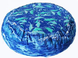 Boon Decor Zafu Meditation Cushion 100percent Cotton- Rare Find Fabric - Dolphins on the Waves