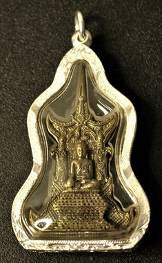Boon Decor Buddha Pendant In a Ceremonial Shrine Bronze in Hand Crafted Silver Casing