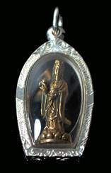 Boon Decor Quan Yin Pendant w/ Blessing Water - Bronze in Hand Crafted Fine Silver .999 Casing