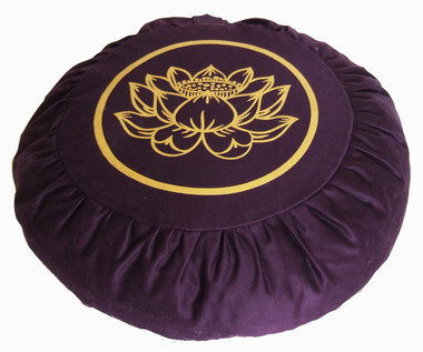 Boon Decor Zafu Meditation Cushion Buckwheat Lotus Enlightenment Soft Canvas Plum