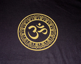 Boon Decor T-Shirts Sacred Symbol Design - Silkscreen on 100percent Cotton Zen T-shirt OM In Lotus Circle - Black