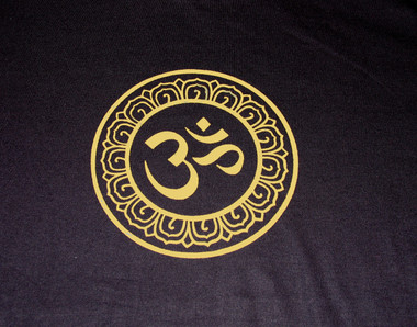 Boon Decor T-Shirts Sacred Symbol Design - Silkscreen on 100percent Cotton Zen T-shirt OM In Lotus Circle - Black