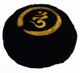 Boon Decor Meditation Cushion Buckwheat Pillow Calligraphy Om Black 15 dia 6 loft