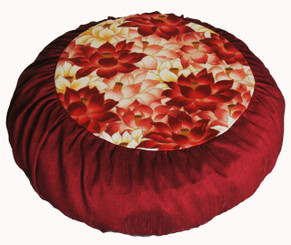 Boon Decor Meditation Cushion for Children - Buckwheat Cotton Zafu Pillow Lotus Pond Cranberry