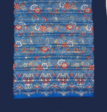 Boon Decor Yoga Mat - Quilted 100percent Polished Indochine Cotton Print - Blue/Dark Blue 70x24