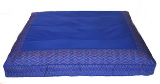 Boon Decor Zabuton Meditation Floor Cushion Kapok Fill - Royal Blue Ikat 34x30x6