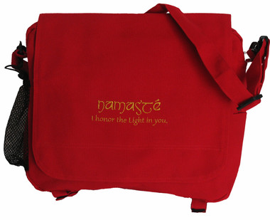 Boon Decor Messenger/Yoga/Gym/Tote/Computer Namaste Pomegranate 16x12x6