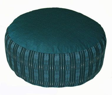 Boon Decor Meditation Cushion Buckwheat Kapok Fill Zafu Pillow - Global Weave Teal
