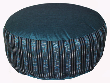 Boon Decor Meditation Cushion Buckwheat Kapok Fill Zafu Pillow - Global Weave Teal 