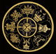 Boon Decor Meditation Cushion Buckwheat Zafu Pillow 8 Auspicious Symbols Ivory Gold