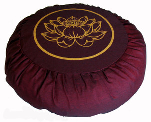 Boon Decor Meditation Cushion Round Zafu Pillow Lotus Enlightenment Burgundy