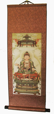 Boon Decor Quan Yin Silk Scroll Antique Painting Reproductions - Quan Yin Under Celestial Shelter