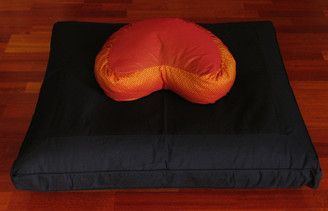 Boon Decor Meditation Cushion Set - Crescent Zafu and Black Zabuton - Global Weave Saffron