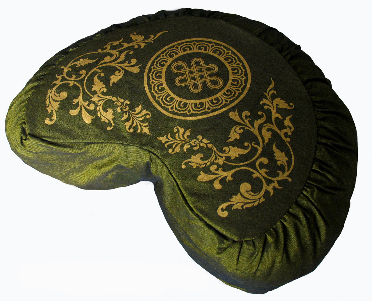 Meditation Cushion Crescent Zafu Pillow "Eternal Knot" SEE COLOR