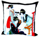 Boon Decor Throw Pillows - Japanese Silk Furoshiki Portrait Tea Party 24x24