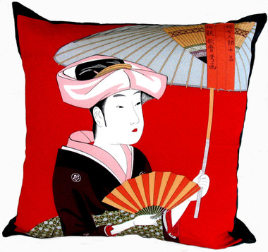 Boon Decor Throw Pillows - Japanese Silk Furoshiki Summer Breeze 24x24