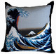 Boon Decor Decorative Throw Pillow - Japanese Silk Furoshiki The Great Wave of Kanagawa